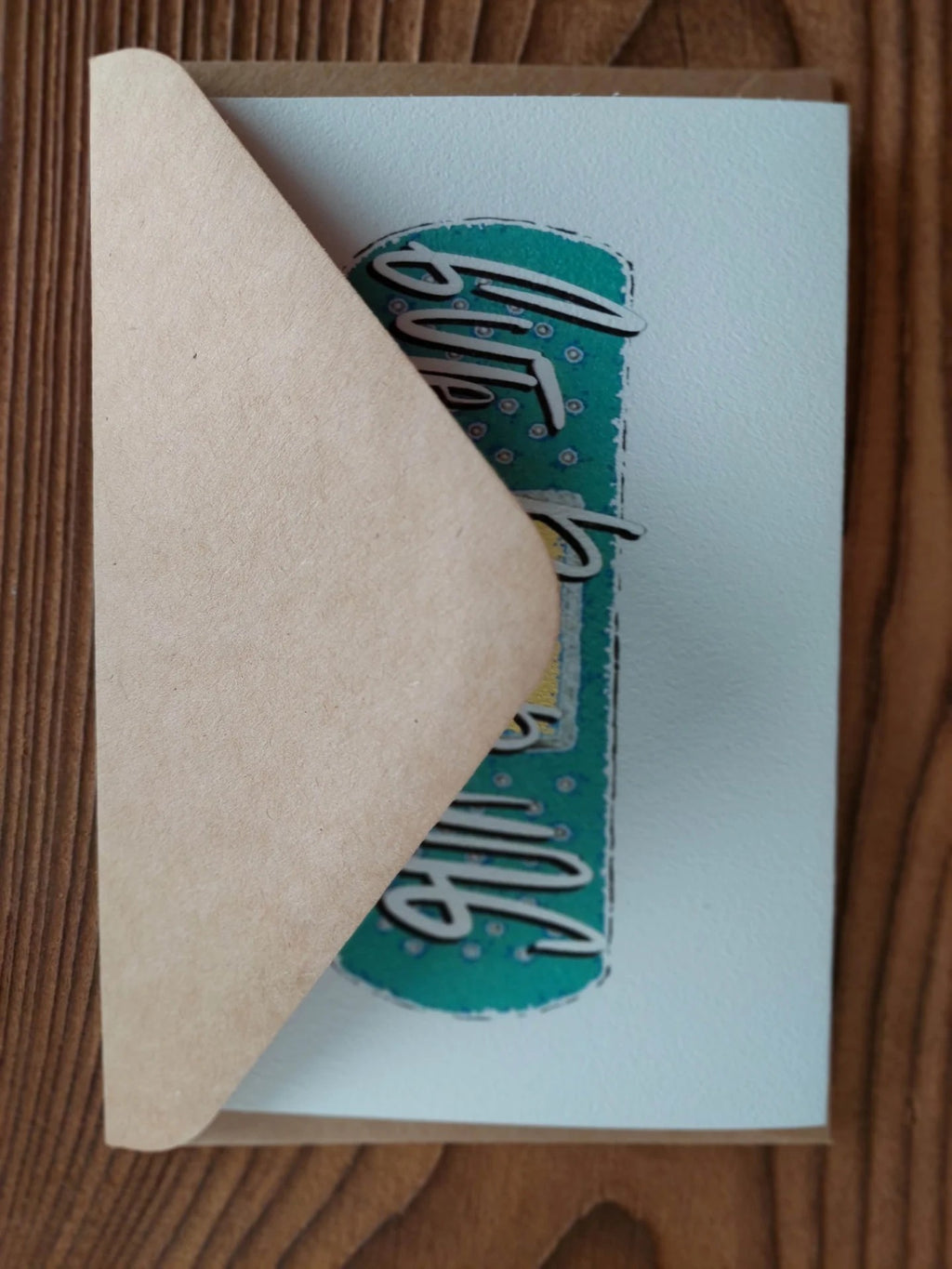 Genesungskarte gute Besserung von KicomiArt mit Kraftpapier-Umschlag, handgefertigt im Atelier