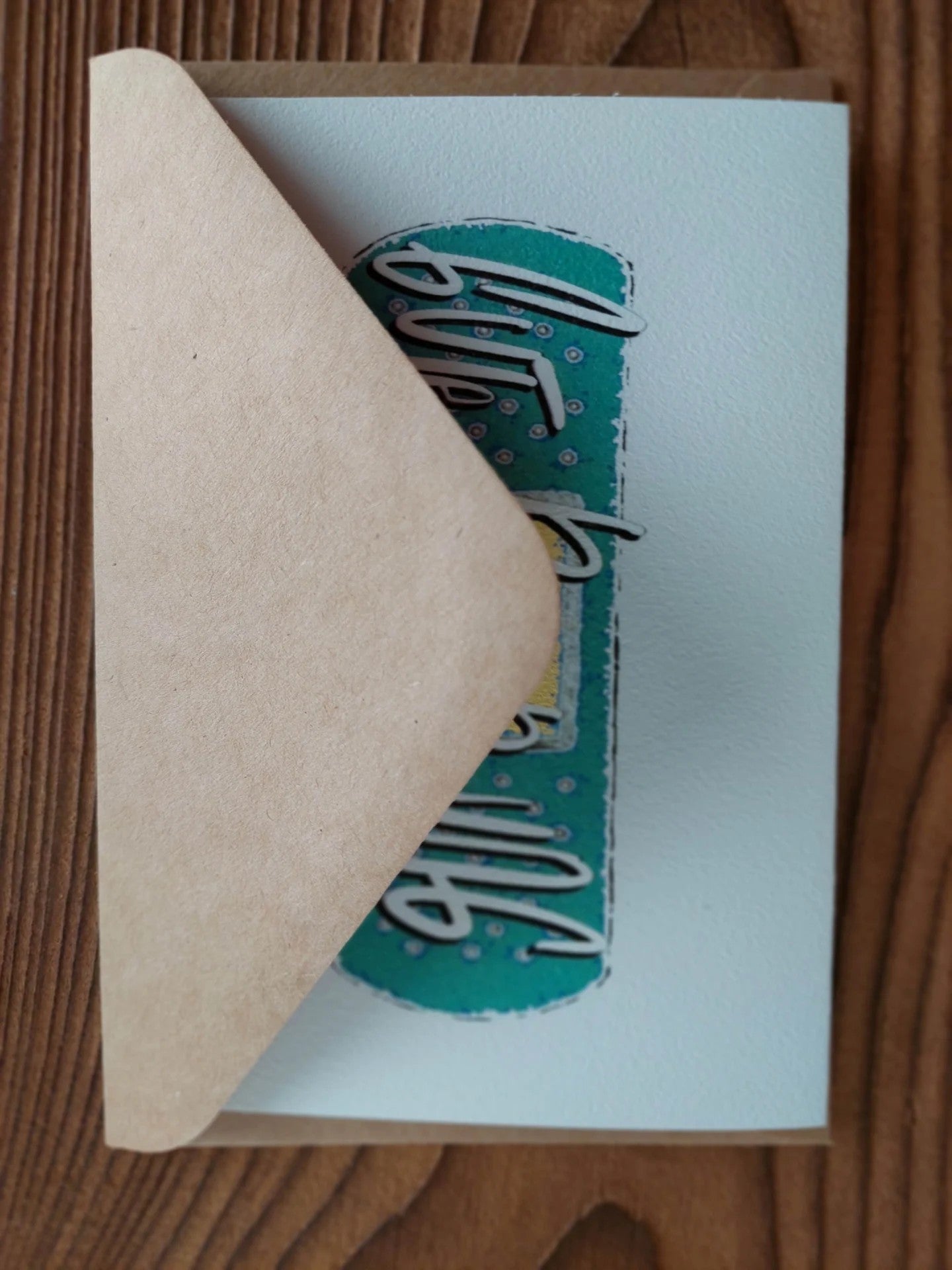 Genesungskarte gute Besserung von KicomiArt mit Kraftpapier-Umschlag, handgefertigt im Atelier