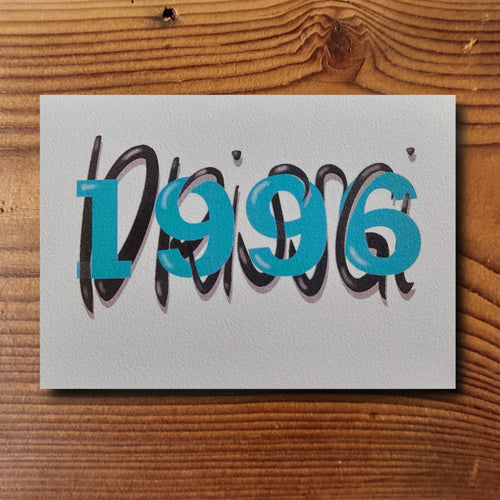 Handgemachte Geburtstagskarte zum 30. Geburtstag Jahrgang 1996, Aquarellpapier 300g, Format A6
