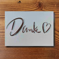 Dankeskarte mit handgeschriebenem Schriftzug Danke und einem Herz, schlichte Illustration, A6-Format, KicomiArt
