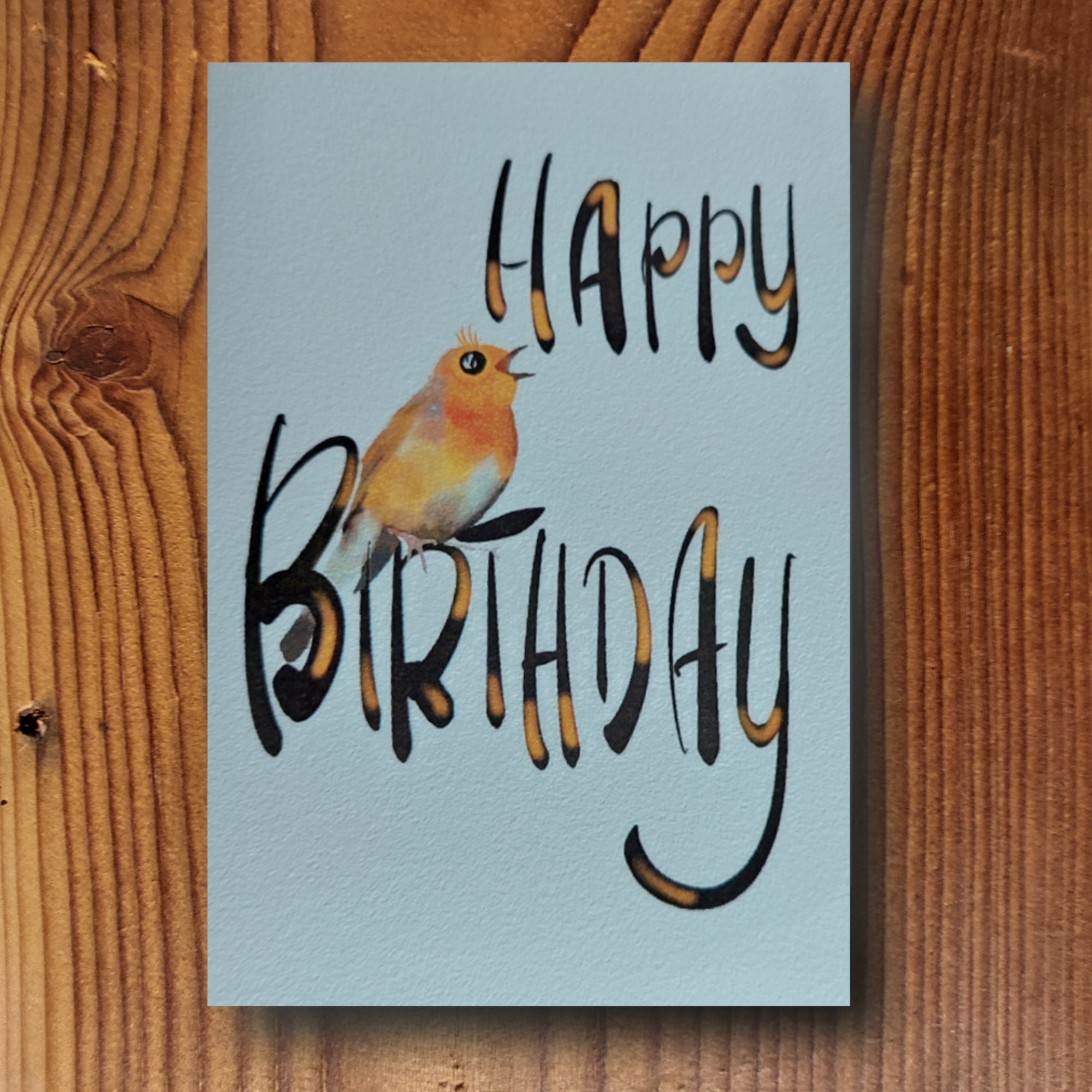 Handgemachte Geburtstagskarte mit schlichter Vogel-Illustration, Aquarellpapier 300g, Format A6