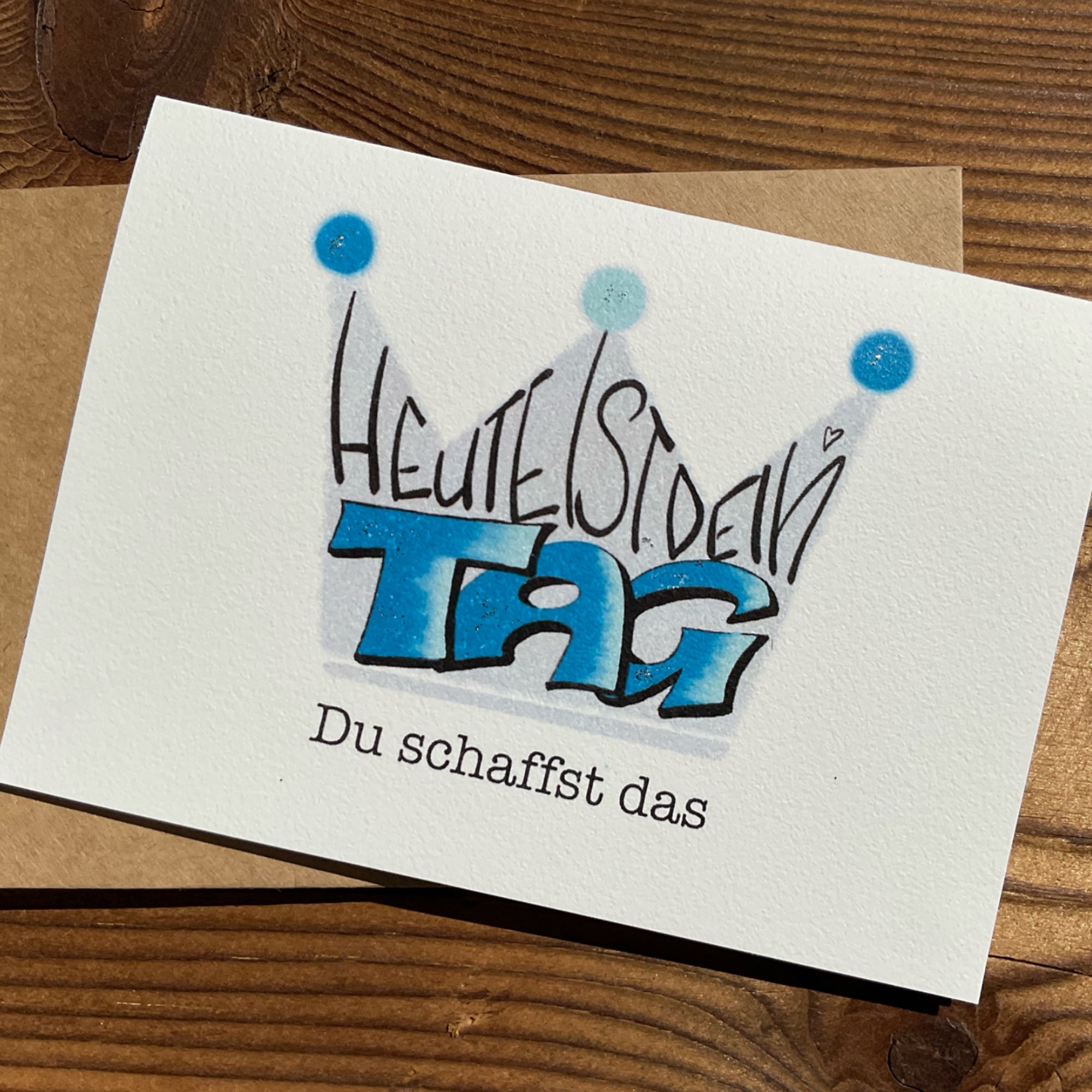 Motivationskarte Du schaffst das von KicomiArt in drei Farben, mit Kraftpapier-Umschlag
